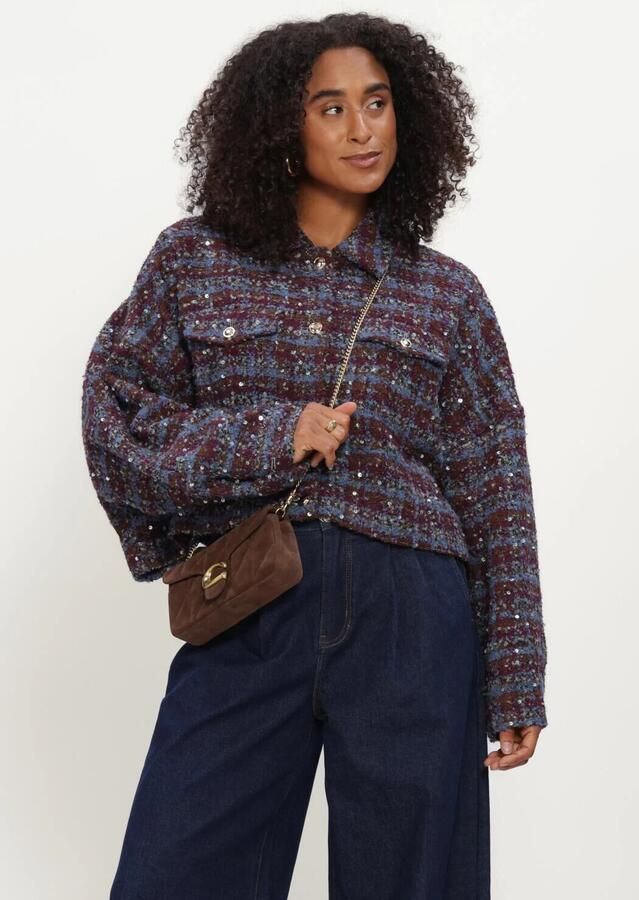 AMAYA Amsterdam tweed jacket met pailletten rood blauw