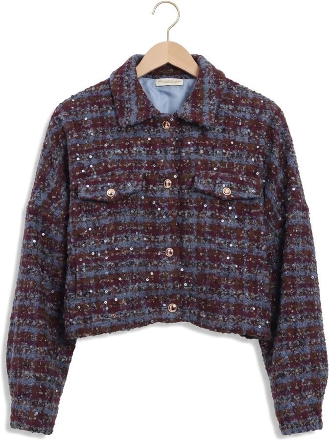 AMAYA Amsterdam tweed jacket met pailletten rood blauw - Foto 2