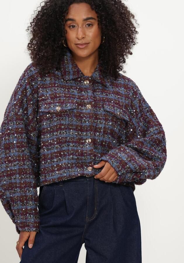 AMAYA Amsterdam tweed jacket met pailletten rood blauw - Foto 4