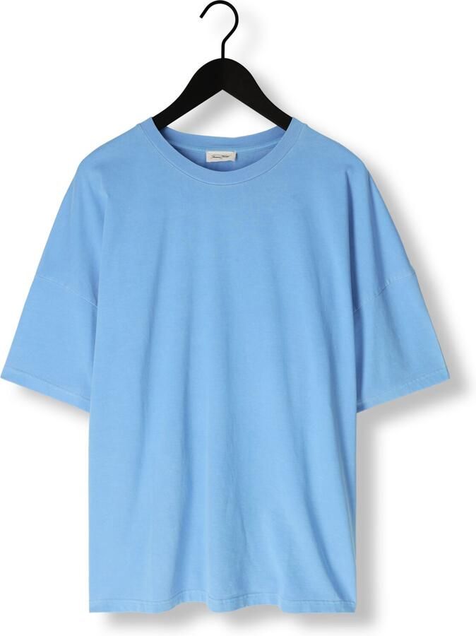American vintage Casual Ribgebreid T-shirt met Drop Shoulder Blue Heren