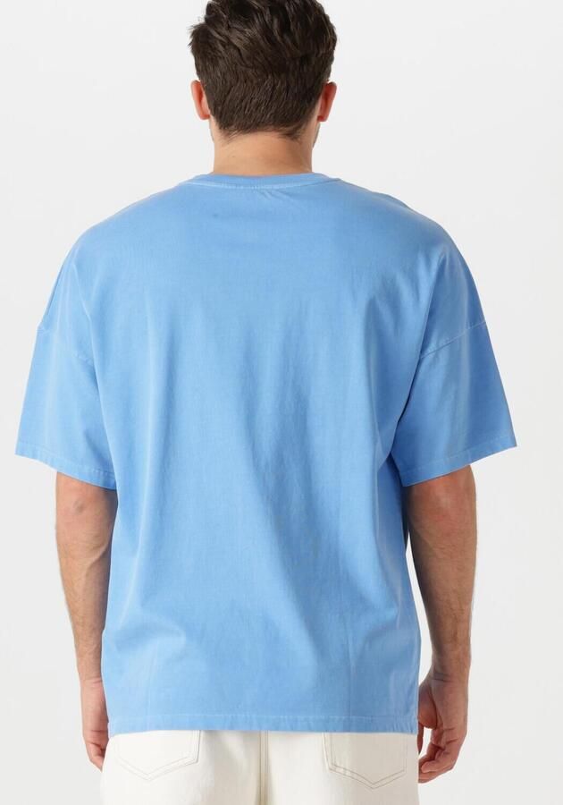 American vintage Casual Ribgebreid T-shirt met Drop Shoulder Blue Heren - Foto 2