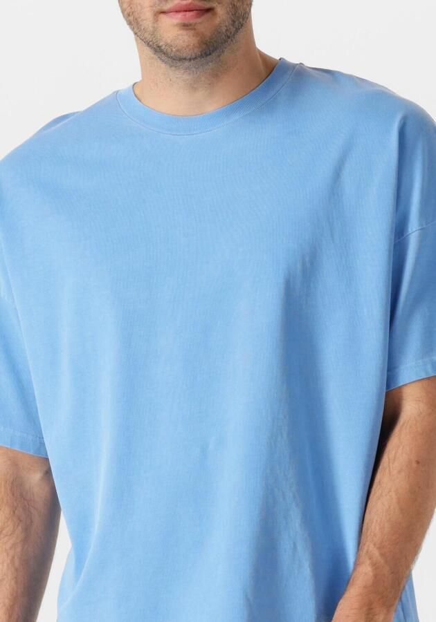 American vintage Casual Ribgebreid T-shirt met Drop Shoulder Blue Heren - Foto 3