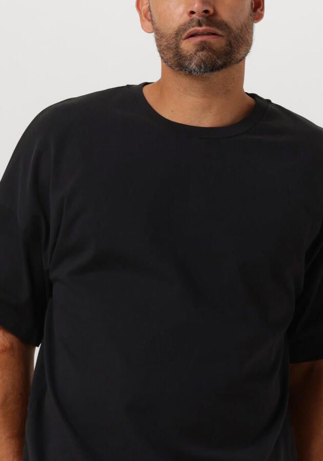 American vintage Casual Ribgebreid T-shirt met Drop Shoulder Black Heren - Foto 3