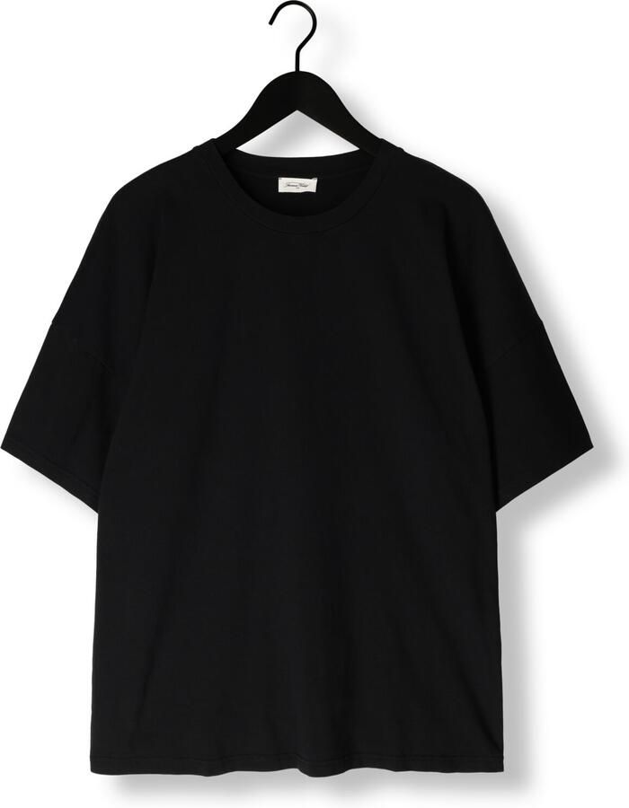 American vintage Casual Ribgebreid T-shirt met Drop Shoulder Black Heren