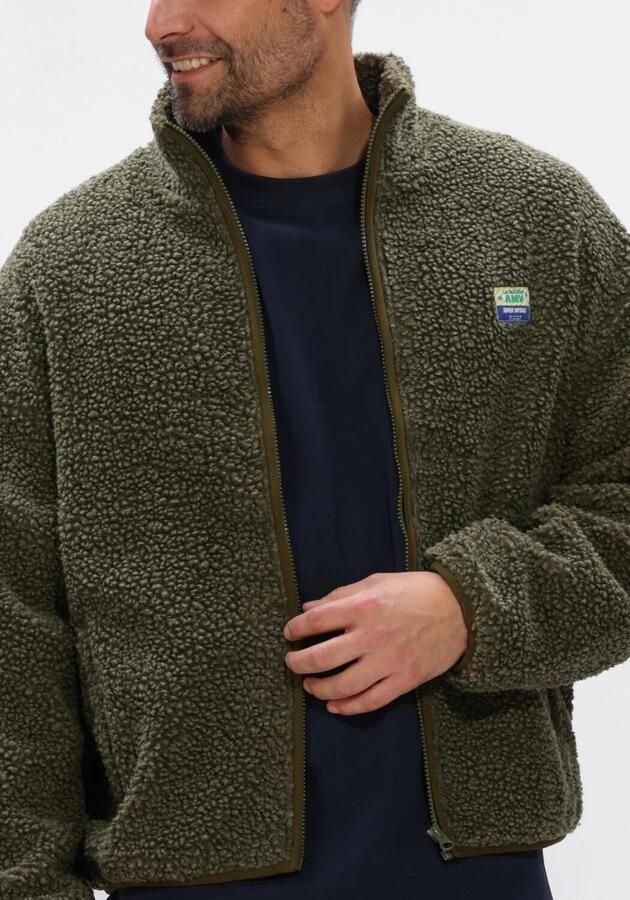 American vintage Gezellig Fleecejack met Rits Green Heren - Foto 4