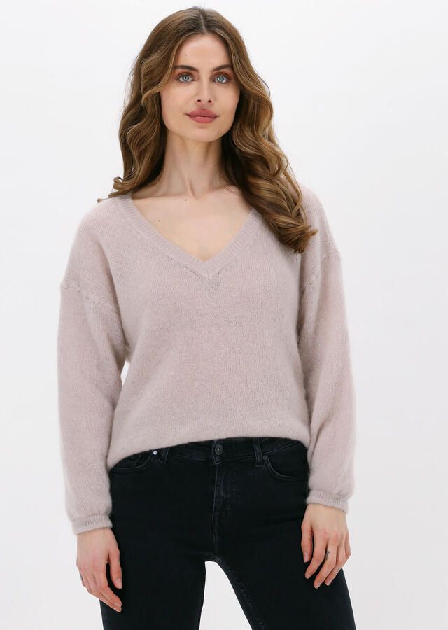 AMERICAN DREAMS Dames Truien & Vesten Silja V Neck Knit Beige - Foto 4