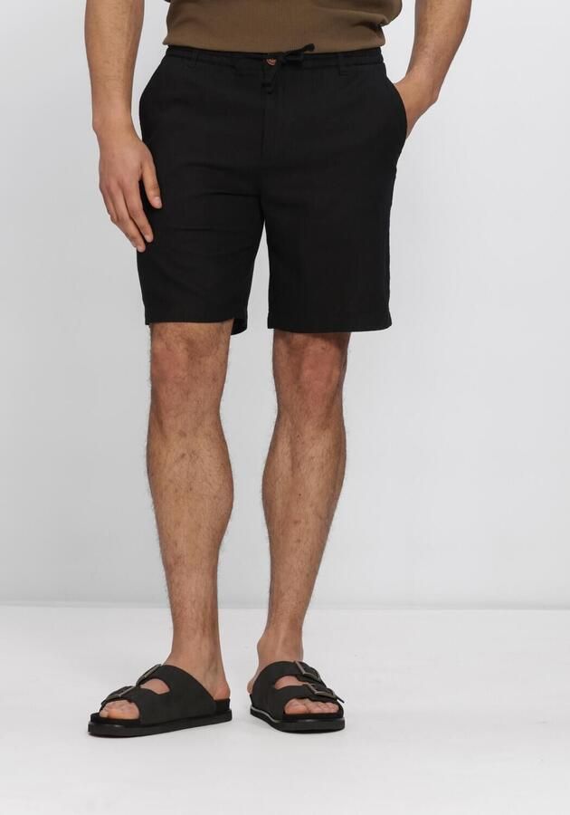 ANERKJENDT Heren Broeken Akjames Cot-linnen-vis Ss Short Zwart
