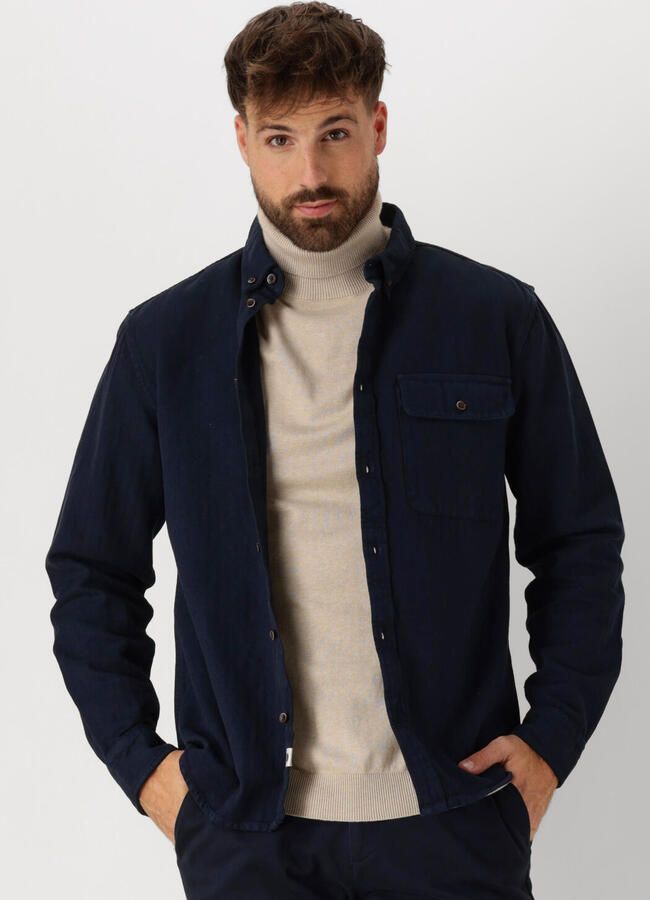 ANERKJENDT Heren Overhemden Akkonrad Herringbone Shirt Blauw - Foto 4