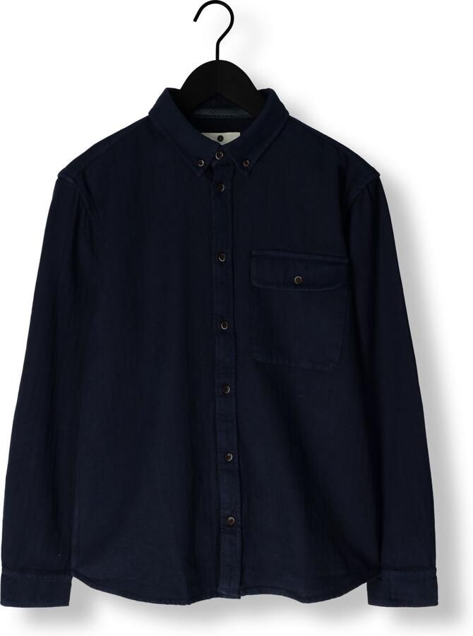ANERKJENDT Heren Overhemden Akkonrad Herringbone Shirt Blauw