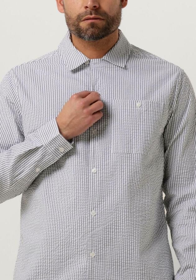 ANERKJENDT Heren Overhemden Akkurt L s Stripe Shirt Gebroken Wit - Foto 3