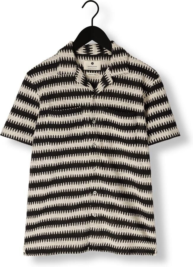 ANERKJENDT Heren Overhemden Akkurt Struc Stripe S s Shirt Zwart