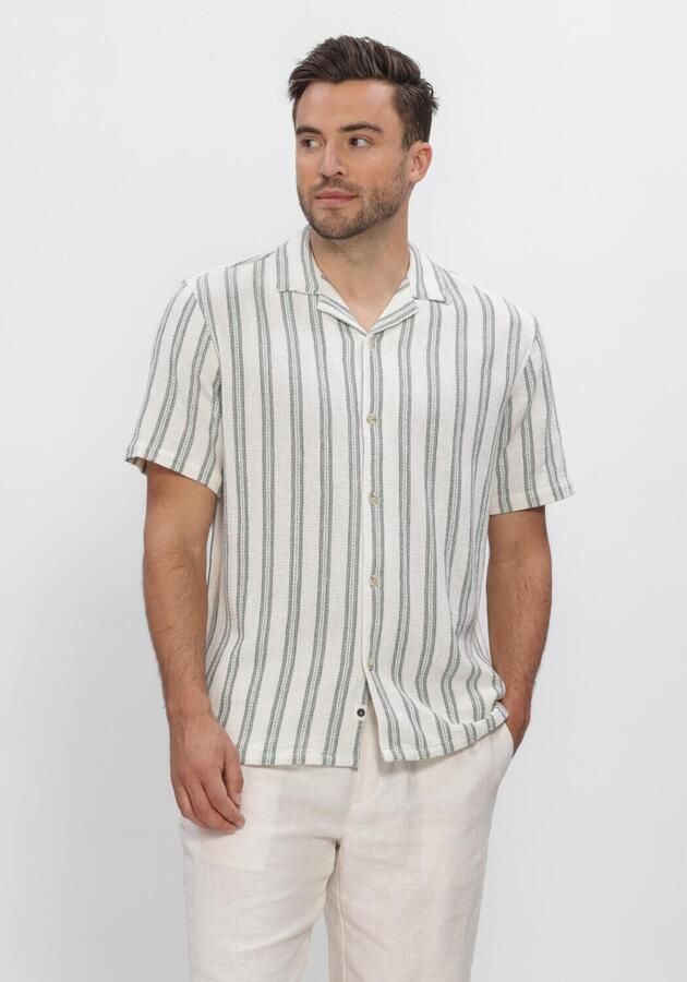 ANERKJENDT Heren Overhemden Akleander Struc Stripe2 Ss Shirt Gebroken Wit