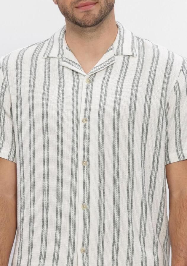 ANERKJENDT Heren Overhemden Akleander Struc Stripe2 Ss Shirt Gebroken Wit - Foto 3