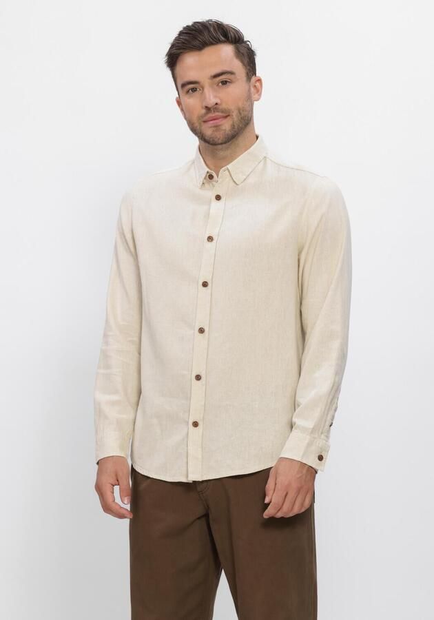 ANERKJENDT Heren Overhemden Akleif Cot linen vis L s Shirt Ecru