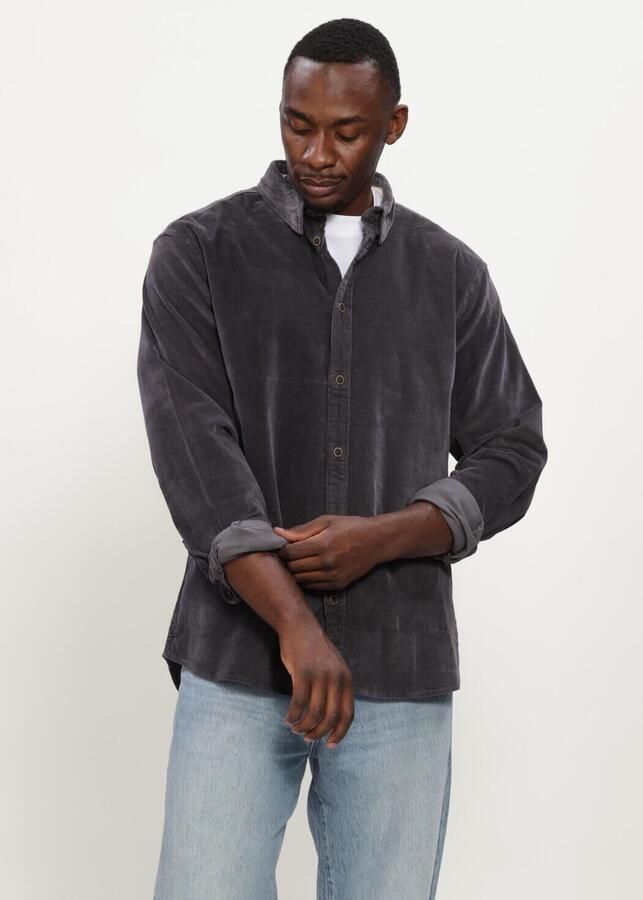 ANERKJENDT Heren Overhemden Akleif Solid Cord Shirt Antraciet