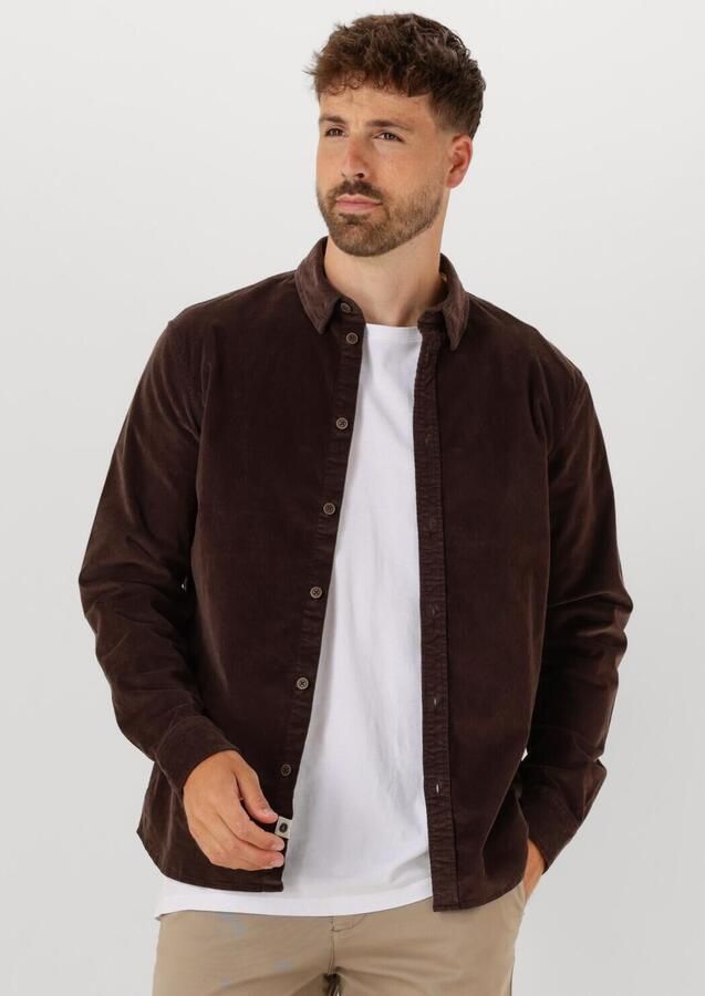ANERKJENDT Heren Overhemden Akleif Solid Cord Shirt Bruin - Foto 4