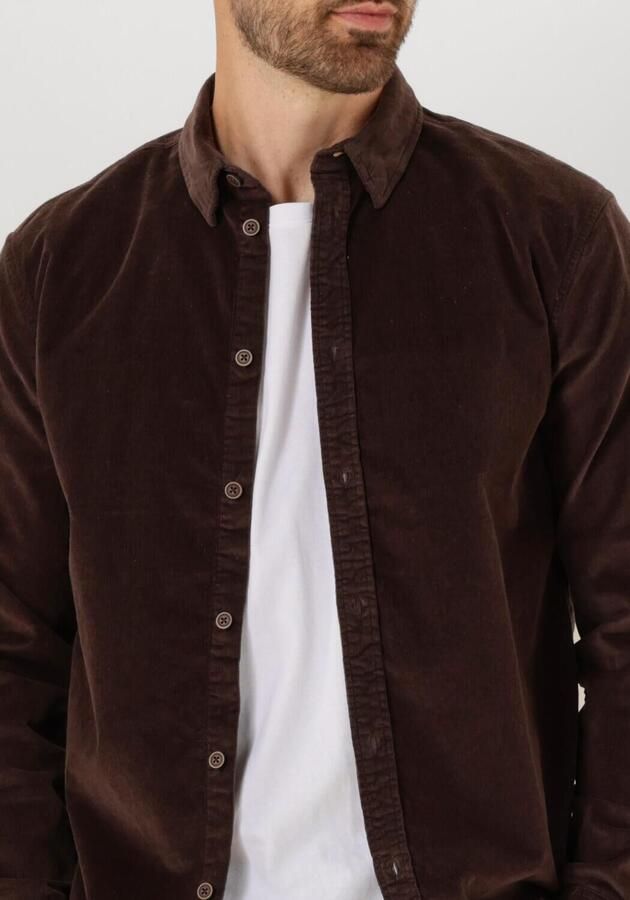 ANERKJENDT Heren Overhemden Akleif Solid Cord Shirt Bruin - Foto 2