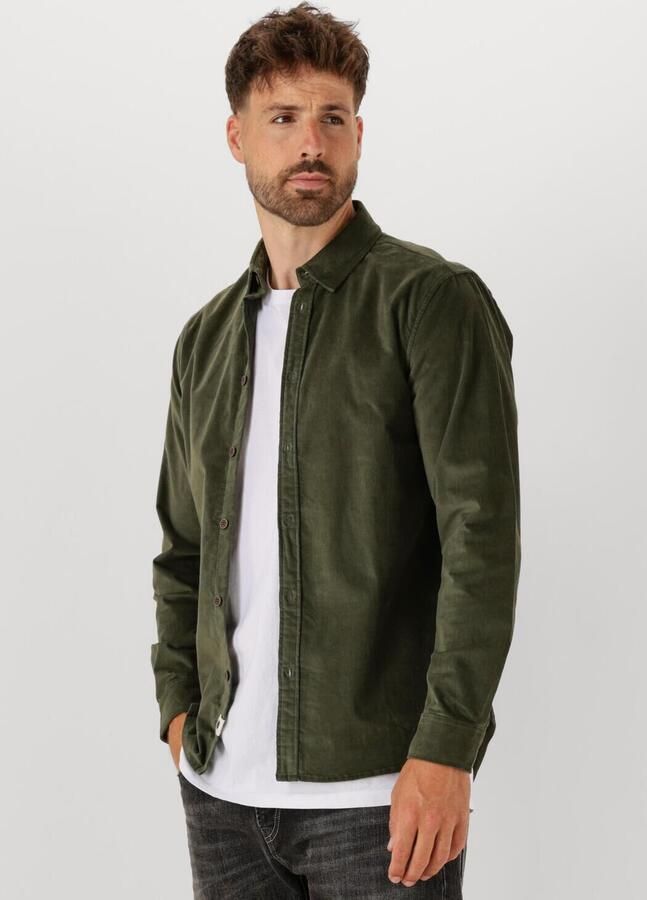 ANERKJENDT Heren Overhemden Akleif Solid Cord Shirt Groen - Foto 4
