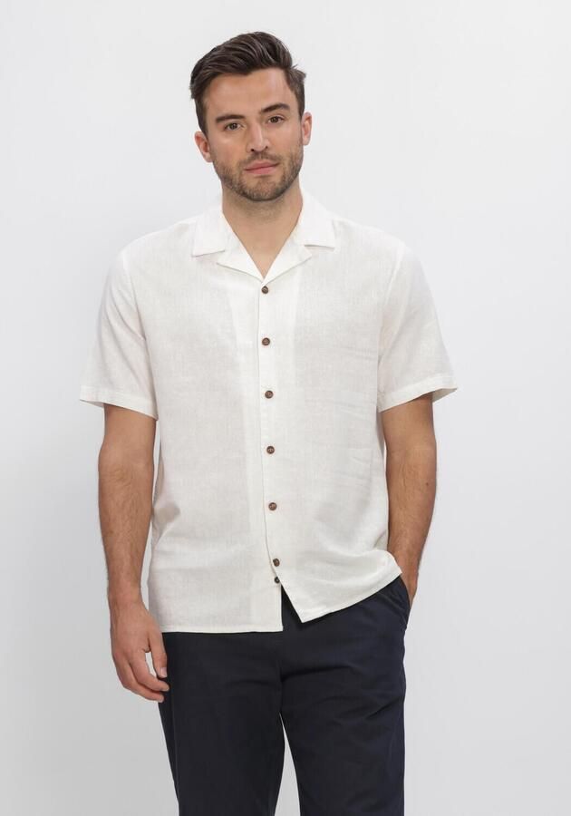 ANERKJENDT Heren Overhemden Akleo Cot-linnen-vis S s Shirt Ecru