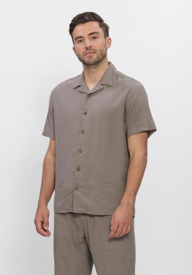 ANERKJENDT Heren Overhemden Akleo Cot-linnen-vis S s Shirt Taupe