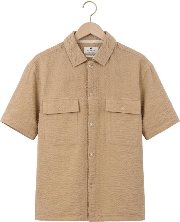ANERKJENDT Heren Overhemden Akotto Seersucker Ss Overshirt Camel - Foto 2
