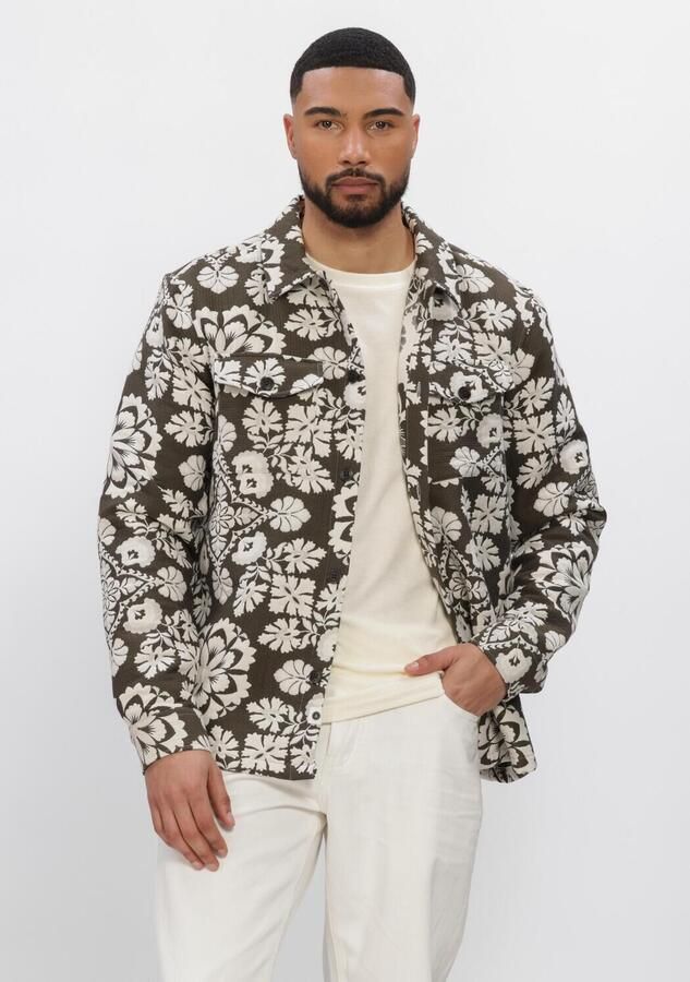 ANERKJENDT Heren Overshirts Akoscar Flower Jacq Overshirt Donkergroen