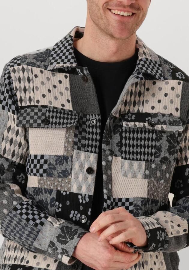 ANERKJENDT Heren Overshirts Akoscar Patchwork Overshirt Blauw - Foto 3