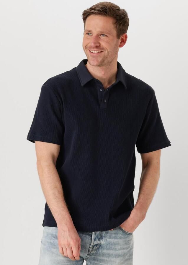 ANERKJENDT Heren Polo's & T-shirts Akkiki Waffle Polo Tee Donkerblauw - Foto 4