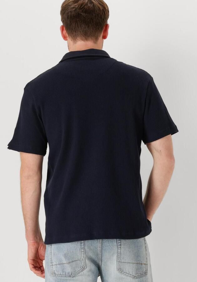 ANERKJENDT Heren Polo's & T-shirts Akkiki Waffle Polo Tee Donkerblauw