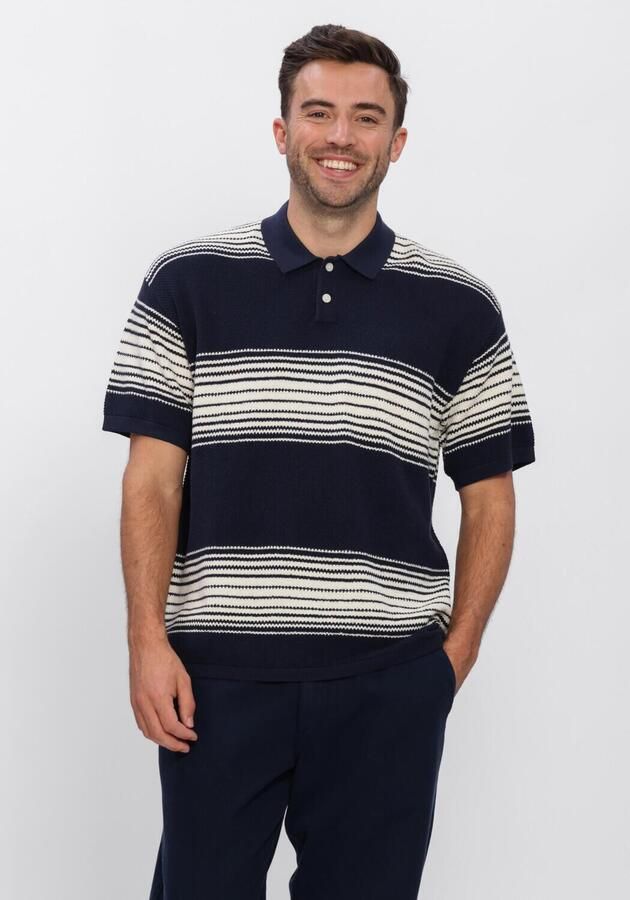 ANERKJENDT Heren Polo's & T-shirts Akseb Stripe Polo Ss Knit Donkerblauw