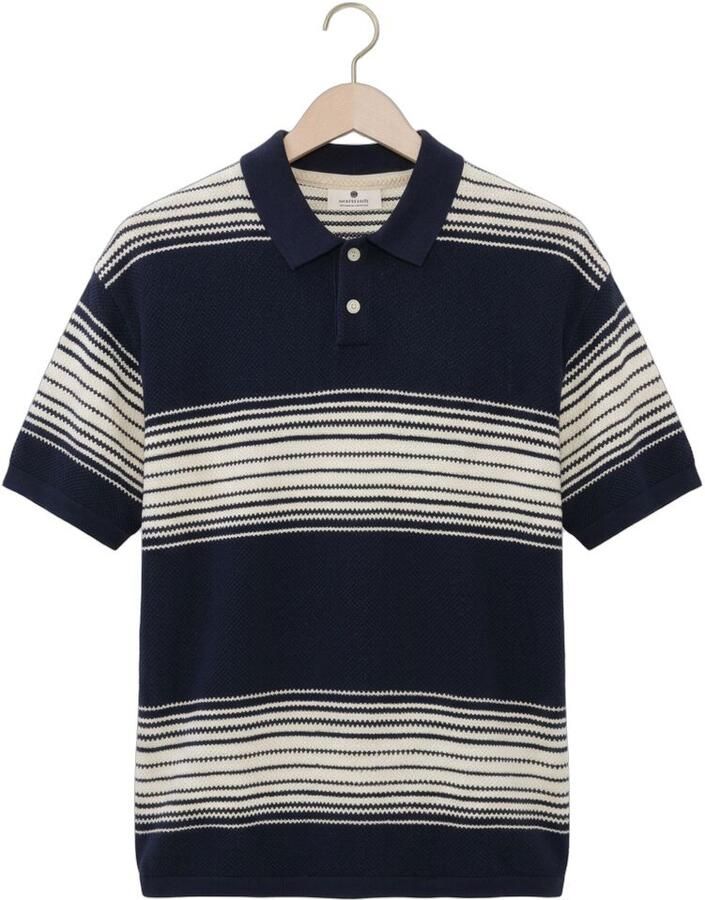 ANERKJENDT Heren Polo's & T-shirts Akseb Stripe Polo Ss Knit Donkerblauw - Foto 2