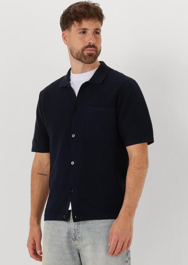 ANERKJENDT Heren Polo's & T-shirts Aksvend S s Knit Shirt Donkerblauw - Foto 4