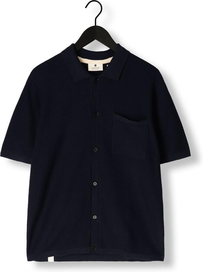 ANERKJENDT Heren Polo's & T-shirts Aksvend S s Knit Shirt Donkerblauw - Foto 1