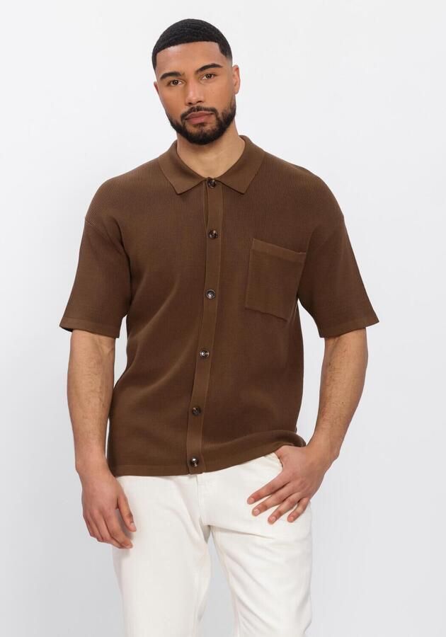 ANERKJENDT Heren Polo's & T-shirts Akvilhelm Needle Rib Ss Knit Bruin