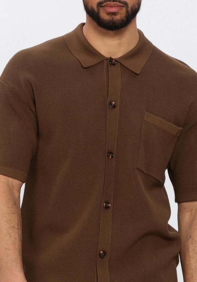 ANERKJENDT Heren Polo's & T-shirts Akvilhelm Needle Rib Ss Knit Bruin - Foto 4