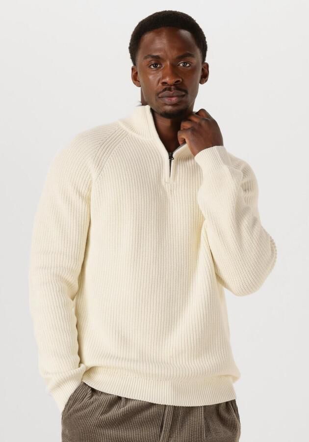 ANERKJENDT Heren Truien & Vesten Aksune Patent Half Zip Knit Creme - Foto 4