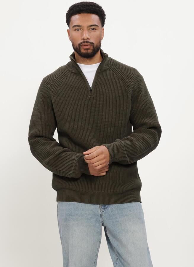 ANERKJENDT Heren Truien & Vesten Aksune Patent Half Zip Knit Donkergroen