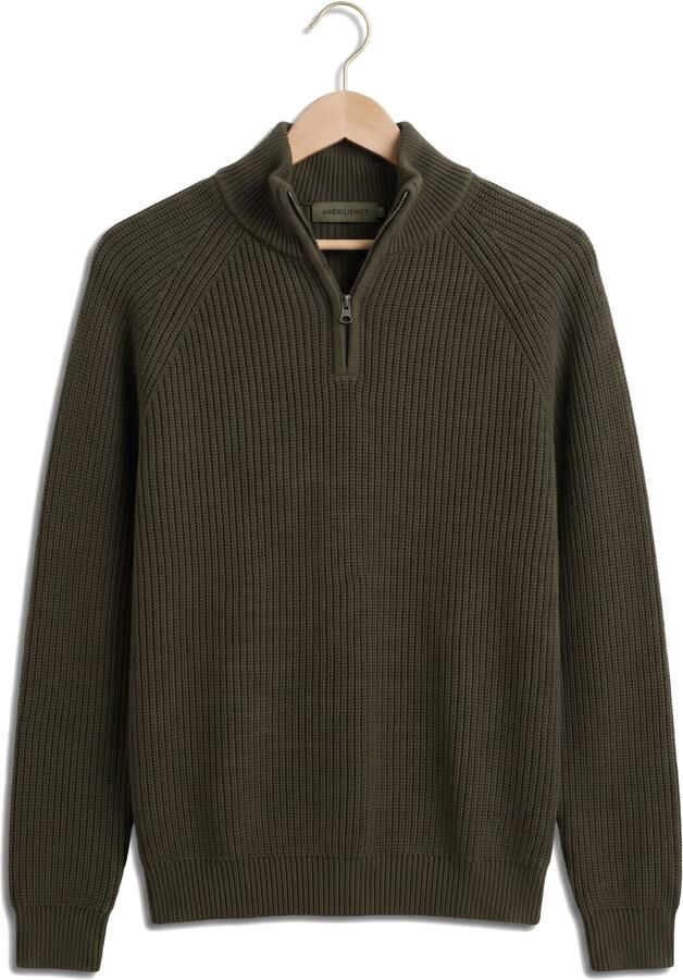 ANERKJENDT Heren Truien & Vesten Aksune Patent Half Zip Knit Donkergroen - Foto 4