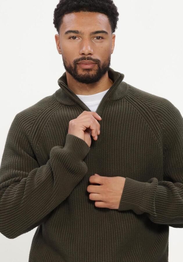 ANERKJENDT Heren Truien & Vesten Aksune Patent Half Zip Knit Donkergroen - Foto 3