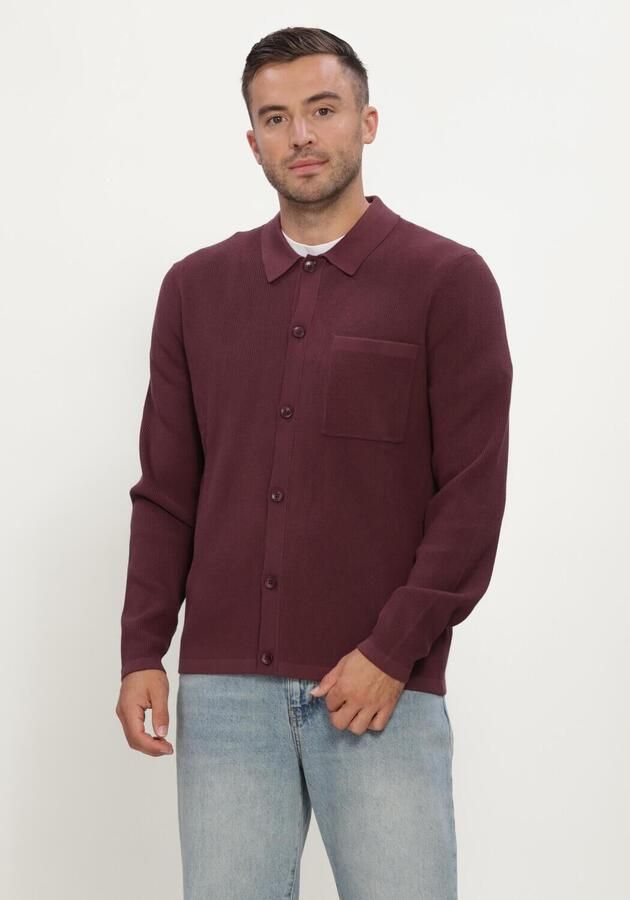 ANERKJENDT Heren Truien & Vesten Aksvend Needle Rib Knit Cardigan Bordeaux