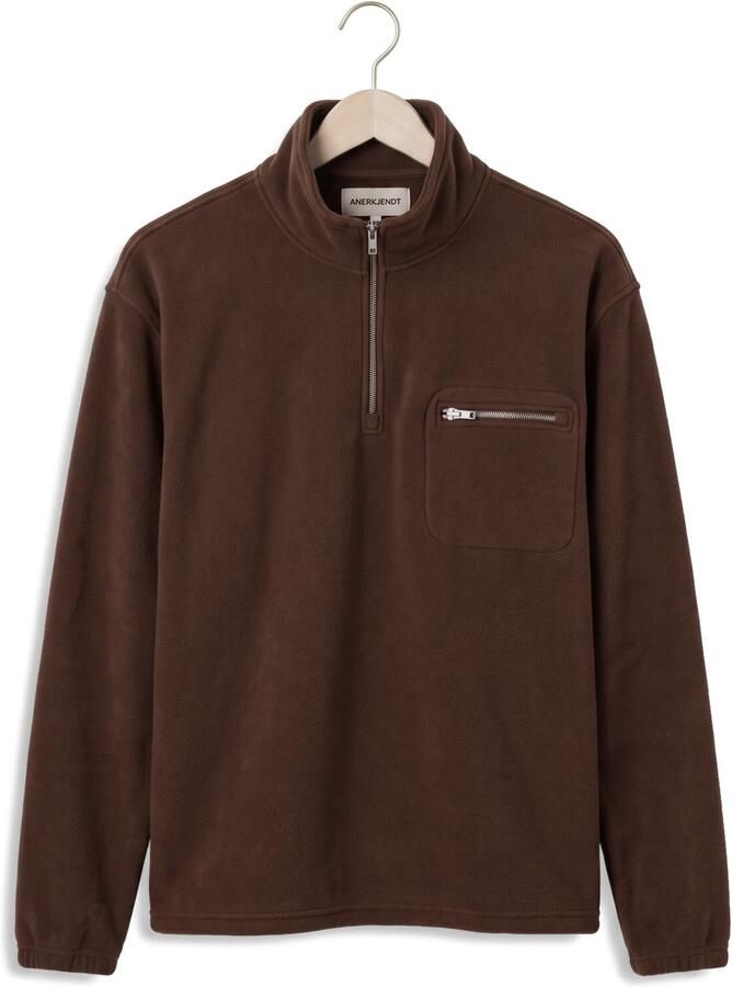 ANERKJENDT Heren Truien & Vesten Aktoni Fleece Half Zip Sweat Bruin - Foto 2