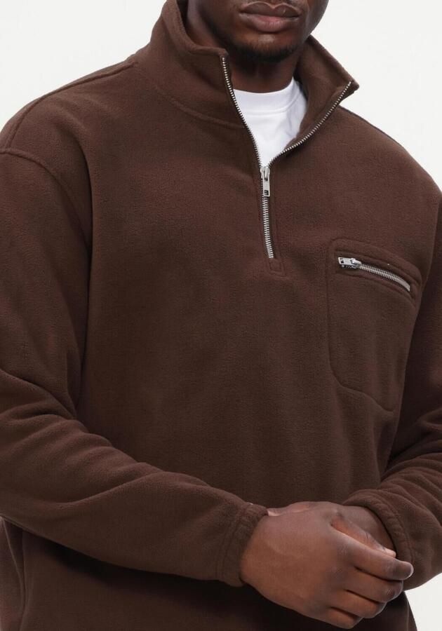 ANERKJENDT Heren Truien & Vesten Aktoni Fleece Half Zip Sweat Bruin - Foto 3