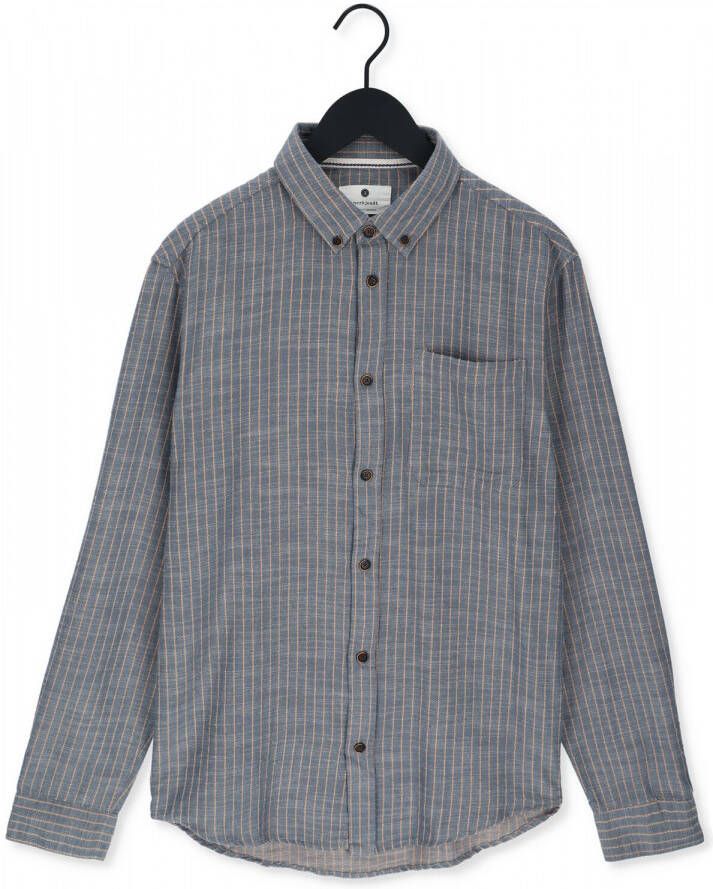 ANERKJENDT Heren Overhemden Akkonrad Slub Stripe Shirt Blauw