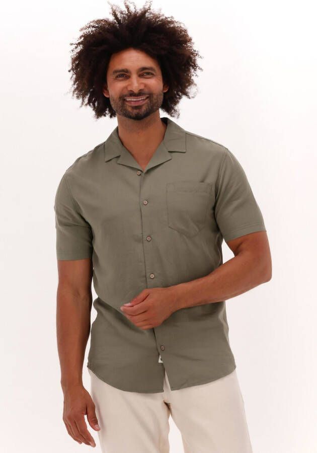 Anerkjendt Olijf Casual Overhemd Akleo Tencel Mix Ss Shirt