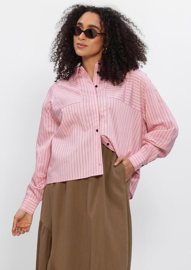 ANOTHER LABEL Dames Blouses Alcherree Fine Stripe Shirt L s Roze