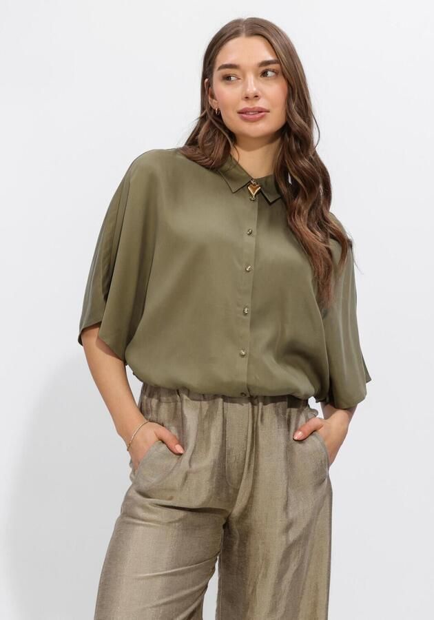 ANOTHER LABEL Dames Blouses Alrila Shirt S s Olijf