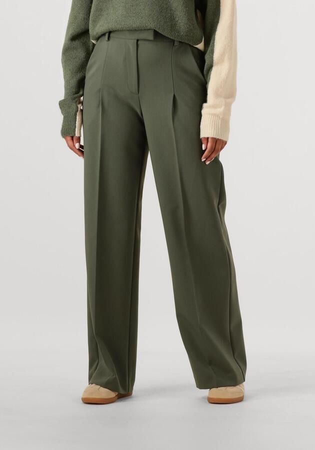 Another-Label wide leg regular waist pantalon donkergroen - Foto 4