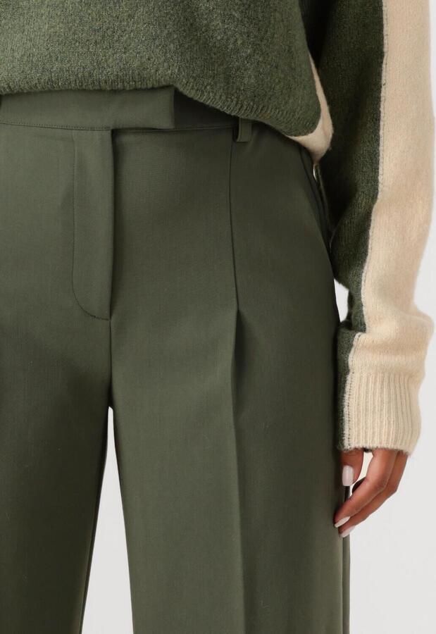 Another-Label wide leg regular waist pantalon donkergroen - Foto 2