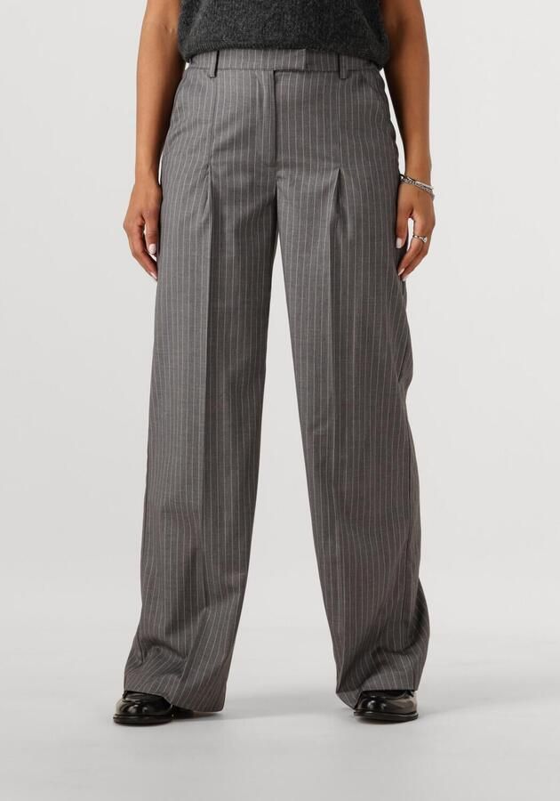 ANOTHER LABEL Dames Broeken Moore Pleated Pin Stripe Pants Grijs - Foto 4