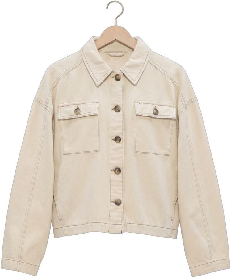 ANOTHER LABEL Dames Jassen Alenora Natural Denim Jacket Ecru - Foto 2